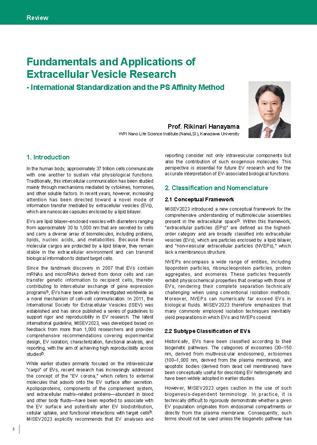 Review:
Fundamentals and Applications of Extracellular Vesicle Research - International Standardization and the PS Affinity Method